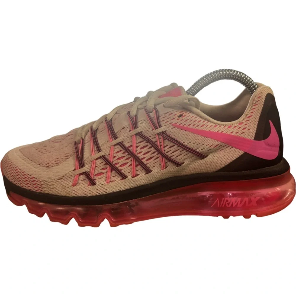 Nike Air Max Sneakers White Pink Pow Black 2015 Running Shoes - Size 7 - Picture 4 of 8